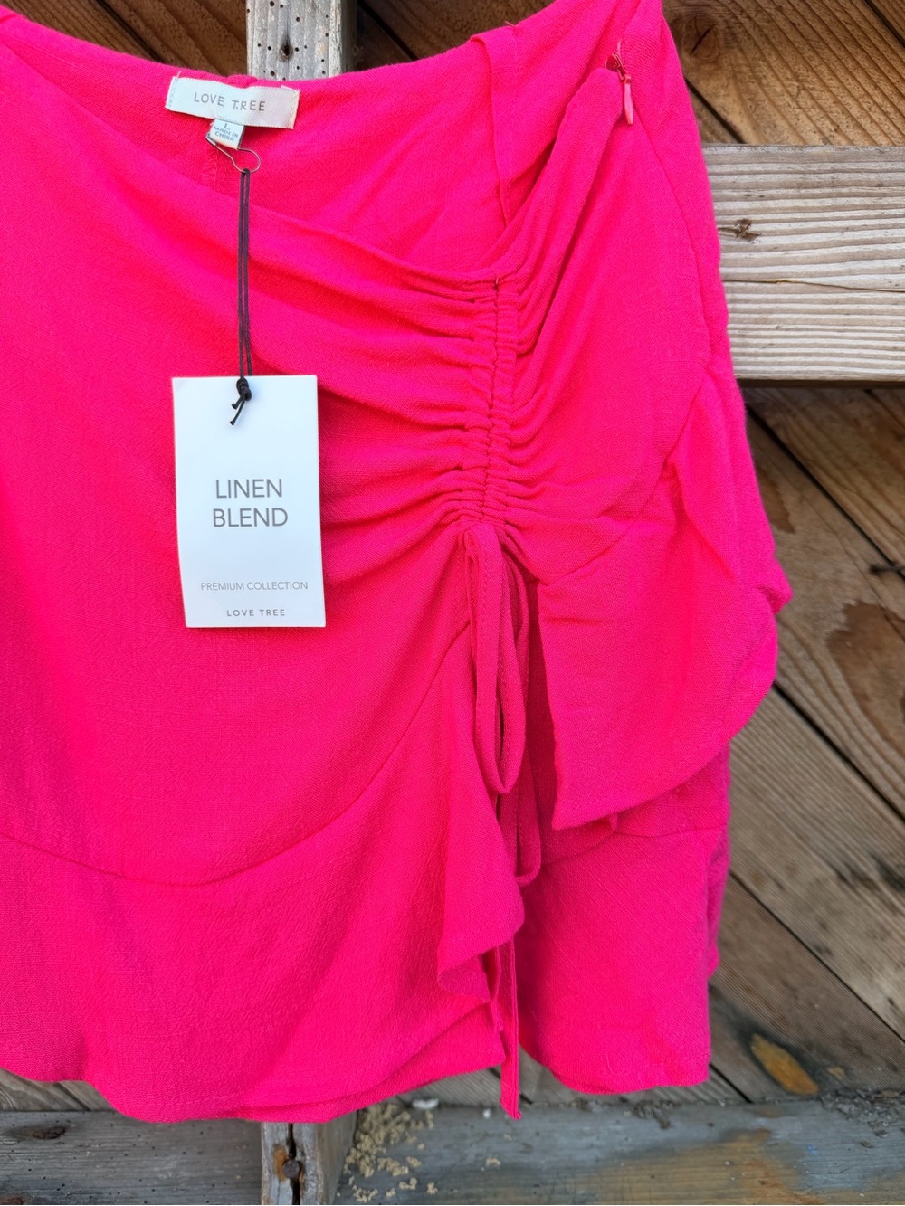 Love Tree Fuchsia Ruffle Wrap Mini Skirt - Picture 3 of 4
